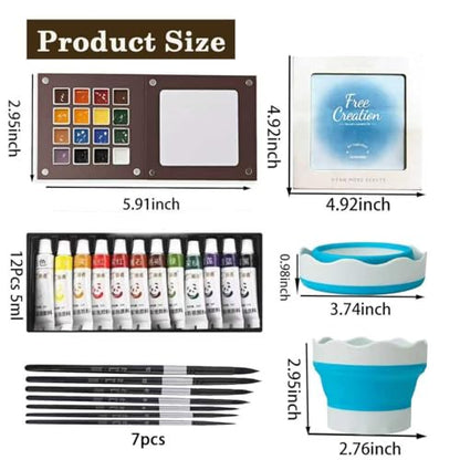 Mini Watercolor Paint Travel Set Chocolate Shape Portable Palette - color: Chocolate 15 Grids