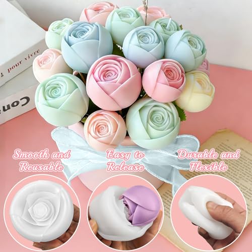 Rose Candle Mold, Set of 2 Size Budding Rose Making Molds - color: clear