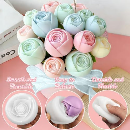 Rose Candle Mold, Set of 2 Size Budding Rose Making Molds - color: clear