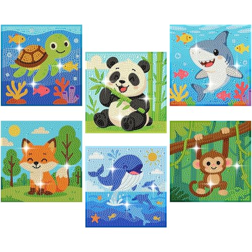 Arttoplus 6 Pack Animals Diamond Art Kits for Kids Ages 8-12 (6x6 inch) - color: 6DXZ122