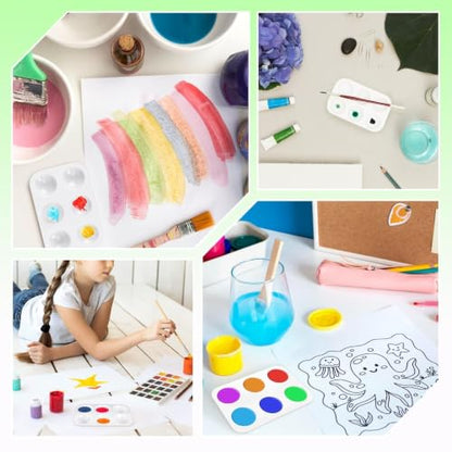 Bercoor 32 PCS Plastic Paint Palettes, 6 Well Watercolor Oil Palette | White Rectangular Painting Tray Artist Craft Palettes for Painting Party, DIY Craft and Art Painting - style: Rectangle32