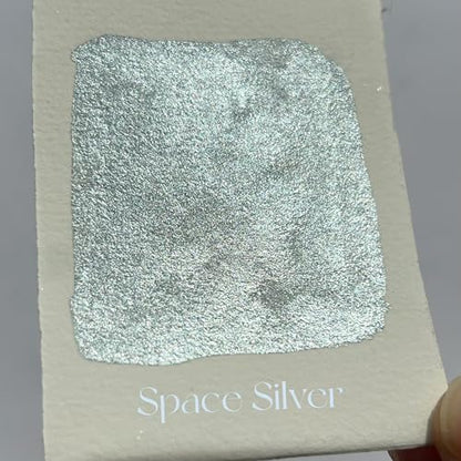 Metallic Handmade Watercolor Paint Full Pans Space Silver - Shimmer -Glitter-Metal Watercolors Choose Your Color - color: Space Silver (Full Pan)