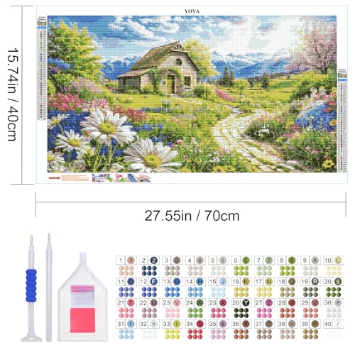 YOYA Large Diamond Art Kits for Adults, Landscape, 27.5 x 15.7 Inch - color: Flowers House 031
