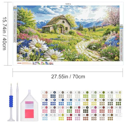 YOYA Large Diamond Art Kits for Adults, Landscape, 27.5 x 15.7 Inch - color: Flowers House 031