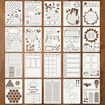 Diary Planning Stencils for Crafts Reusable 20Pcs Stencils(7.8X5.5 Inch) - color: Diary 2