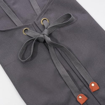 Chef Aprons for Men Canvas Apron with Large Pockets and Adjustable Neck Strap for Cooking,BBQ, Gardening - color: Grey