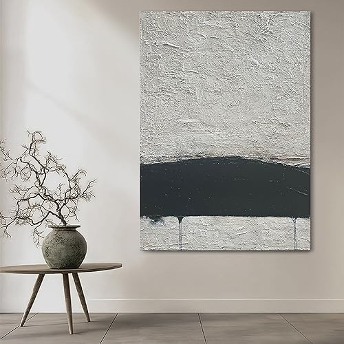 NANKAI Hand-Painted Minimalism Black and Gray Art Oil Painting Canvas Abstract Oil Painting Wall Art 36x24 Inch Home Wall Decoration - color: Nkhb076