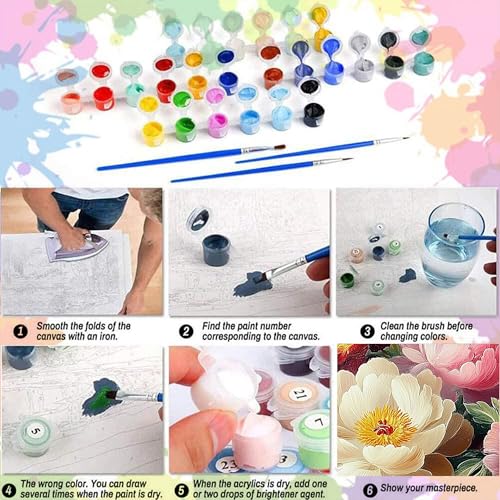 Arttoplus Flowers Paint by Numbers Kit for Adults Beginner 16x20 inch - color: MT20836-US