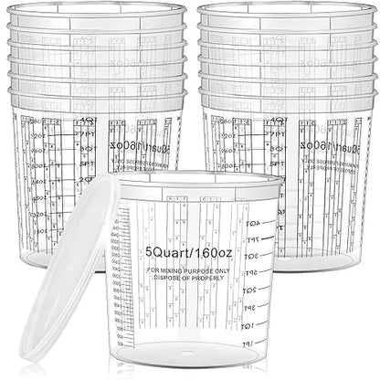 Mifoci 30 Pcs Paint Mixing Cups 5 Quart Graduated Mixing Bucket with 6 Lids - size: 160 oz