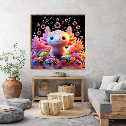 Dugsmgd Pink Axolotl Diamond Art Kits for Adults, Diamond Painting 12x12 in - color: Axolotl