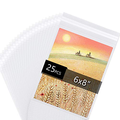 25 Pack Acid Free Crystal Sealed Clear Bags for 6x8 Art Prints, Photos | 1.496mil (Single Side), 6 1/2 Inches by 8 1/3 Inches - size: 6 inch x 8 inch