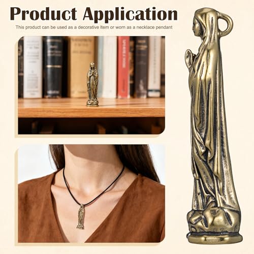 Homoyoyo Brass Maria Brass Virgin Statue Miniature Virgin Sculpture Catholicism Ornament Maria Figurine Classic Decor Craft Figurine Desk En Laton Mini Virgen Stand