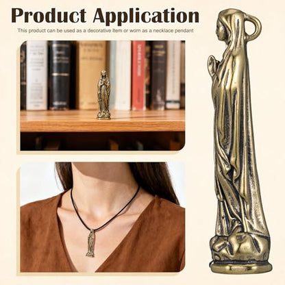 Homoyoyo Brass Maria Brass Virgin Statue Miniature Virgin Sculpture Catholicism Ornament Maria Figurine Classic Decor Craft Figurine Desk En Laton Mini Virgen Stand