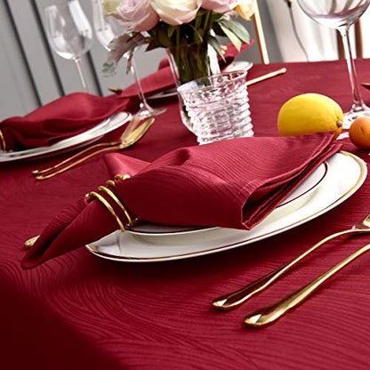 maxmill Jacquard Cloth Napkin 20 x 20 Inch Swirl Pattern Solid Washable Polyester Dinner Napkins Set of 4 with Hemmed Edges Great for Family Holiday Dinners Weddings Parties and Banquets Red - color: Red, size: 20" x 20" (Set of 4)