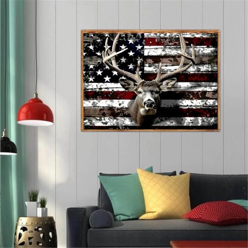 Diamond Art Kits for Adults,America Deer Diamond Painting Kits 12 x 16in | Diamond Painting Kit - Sparkling Full Drill Design Perfect for Home Decor, Holiday Gifting, And Relaxing Crafting 12x16inch - color: DP03045