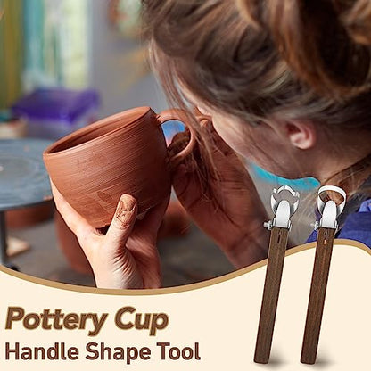 2 Pcs Pottery Handle Making Tools, Adjustable Clay Cutters,Classic Style | Mug Handle Carving Tool for Beginners Enthusiasts, Adjustable Cut Depth, Steel Cutting Heads, Smooth Wood Grips, Home Studio - color: Classic Style