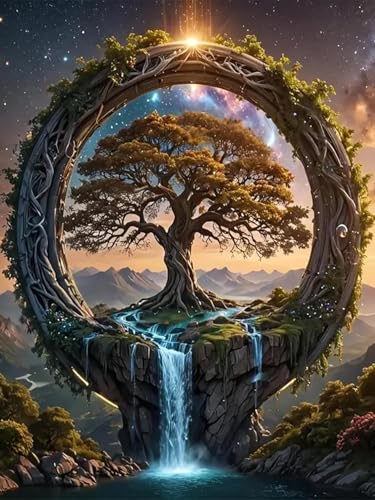 Clendo Tree of Life Paint by Numbers for Adults - DIY Paint by Number Acrylic Canvas Painting Art Kits for Home Decor 16x20 Inch (Without Frame) - color: MT22681