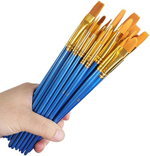 Acrylic Paint Brush Set, 5 Packs / 50 pcs Nylon Hair Brushes | All Purpose Oil Watercolor Painting Artist Professional Kits - size: 50pcs