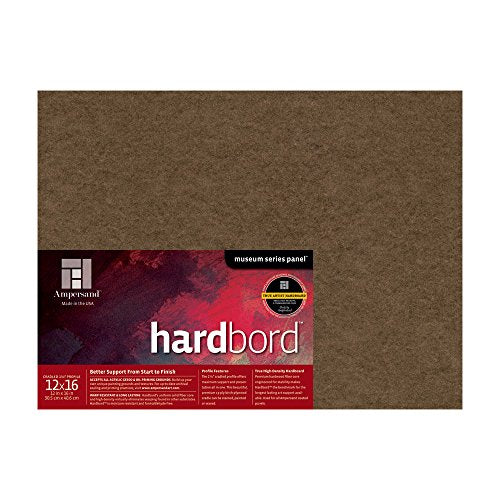 Ampersand Art Supply Hardboard Wood Painting Panel: Museum Series Hardbord, 12" x 16", 1-1/2 Inch Cradled Profile - color: 1-1/2 Inch Cradled Profile, size: 12" x 16"