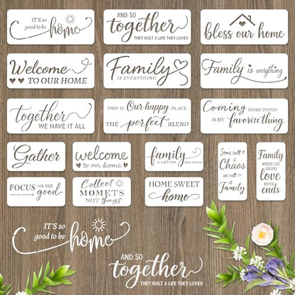 INFUNLY 17Pcs Family Slogans Painting Stencil for Wall Reusable Wall Stencils Family Warm Words Walls Template for Painting Small Art Craft Templates for Card Making Cement Wood Furniture Living Room - style: 17PCS Family Slogans