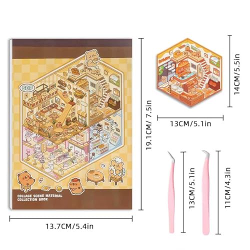 3D Sticker Scene Book | Repositionable, DIY Miniature Art Kit, Peel & Stick Activity, Creative Focus - color: Basic Sticker Book | 50 Pages, 20 Scenes (7.7x5.4in)