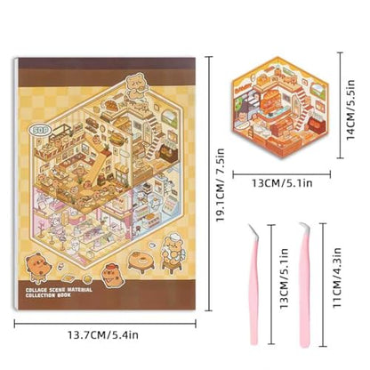 3D Sticker Scene Book | Repositionable, DIY Miniature Art Kit, Peel & Stick Activity, Creative Focus - color: Basic Sticker Book | 50 Pages, 20 Scenes (7.7x5.4in)