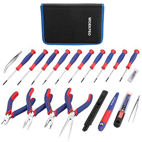 WORKPRO 33PCS Precision Repair Tool Kit, Screwdriver, Pliers Set with Pouch