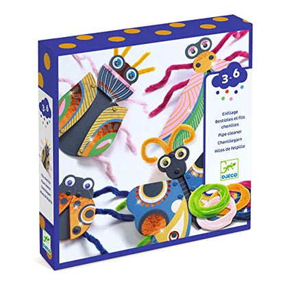 DJECO, Kids' Fuzzy Bug Craft kit, 3D pom poms