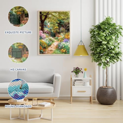Auremi Flowers Trees Diamond Art Painting, 5D Landscape Diamond Painting Kits, Full Drill Diamond Dots Paintings for Beginners, Crystal Art Painting Kits for Home 30x40 cm - color: Diamond Painting 014