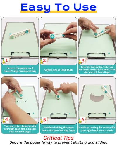 Oythiem Circle Cutter Tool for Paper Crafts - Rotary Cutter Round Cutting Knife with 3 Replaceable Blades for Scrapbooking, Card Making, Art And Diy Crafts, Fits Circles with A Radius Between 0.6"-4" - size: 1 Cutter tool & 3 Cutter head (0.6"-4")