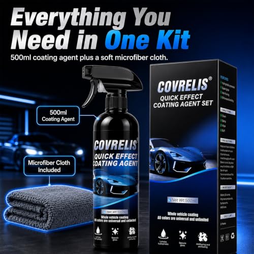 Ceramic Coating for Cars, High Shine Ceramic Coating, 17.5 oz | Quick Effect Coating Agent for Car, Long-lasting Hydrophobic, UV & Stain Resistant, for Window Glass, Wheels, Trim,with Towel - color: 1PCS