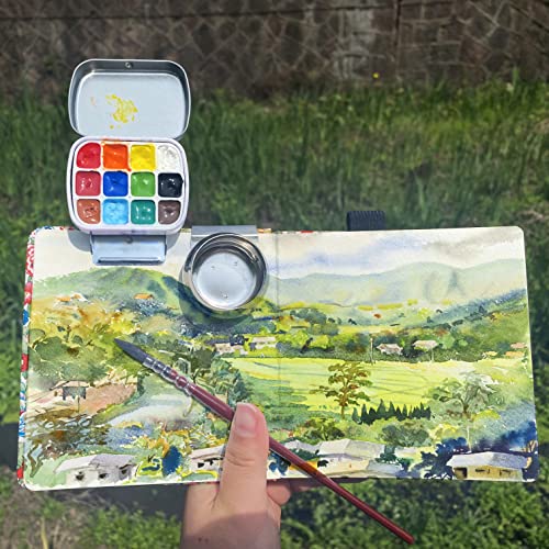 Portable Travel Watercolor Palette, Mini Metal Tin Box,12-Well Empty Tins - color: Outdoor Painting Set-pink Crane