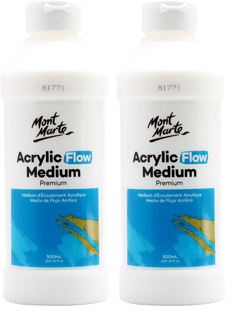 Mont Marte Premium Acrylic Flow Medium 16.9oz (500ml) (Pack of 2) - size: 16.9 Fl Oz (500ml) (Pack of 2)
