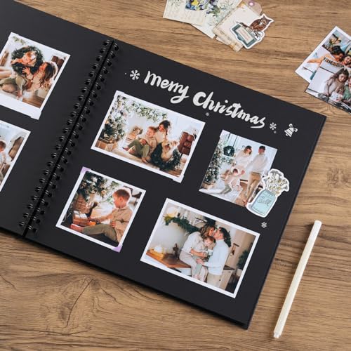 potricher 12 x 12 Inch Large DIY Scrapbook Photo Album 40 Pages, Black - color: Black, size: 12 Inch 40 Pages
