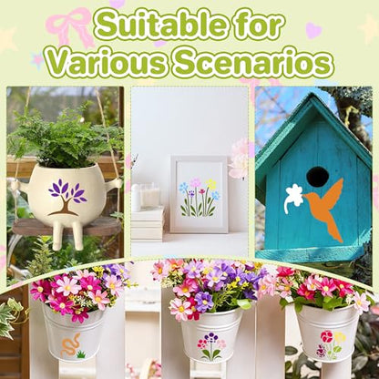 100Pcs Flower Stencils 4Inch Large Floral Leaf Stencils for Crafts Painting | Reusable Stencils,Wildflower Butterfly Stencil,Floral Stencil,Drawing Templates,Scrapbook,Classroom,Projects,Wood,Sign,Wall - size: 4 Inch