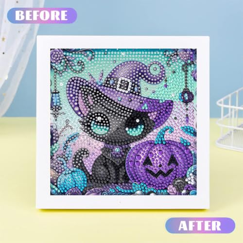 Cat Diamond Art Painting Kits for Kids with Frame Ages 4-8-12 (7x7 inch) - color: CC1207