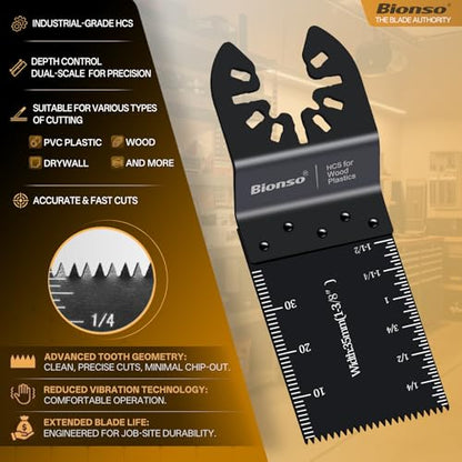 Bionso 40 PCS Oscillating Saw Blades, Premium Multitool Kit for Wood Metal Plastics, Tool Blades Fit Dewalt Worx Rockwell Wen Milwaukee Makita Ryobi Bosch Fein Porter Genesis Black
