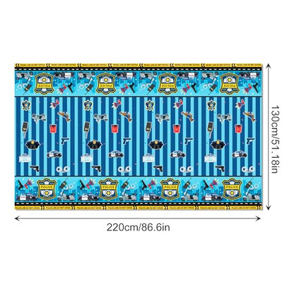 1Pc Police District Party Plastic Tablecloth 54 x 87 Inch Long Table Cover, Police Car Badge Party Tablecover for Police Game Theme Kids Baby Shower Birthday Dinner Picnic Kitchen Event - color: Police District