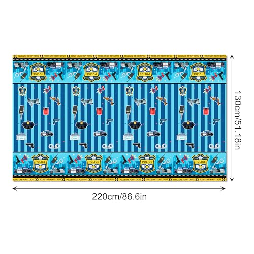 1Pc Police District Party Plastic Tablecloth 54 x 87 Inch Long Table Cover, Police Car Badge Party Tablecover for Police Game Theme Kids Baby Shower Birthday Dinner Picnic Kitchen Event - color: Police District