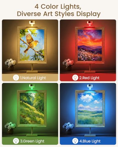 Adjustable Tabletop Easel Stand with Picture Frame Light, Gold | Picture Easels for Display Up to 29" H, Picture Frame Holder, For Art, Photo - color: Light Gold