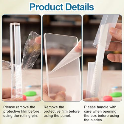 Amrules 12 Pcs Polymer Clay Tools Kit, Acrylic Rollers & Cutters for Adults - color: Clear-Board-12Pcs