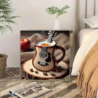 Shouruihua Coffee Diamond Painting Kits for Adults, Guitar Diamond Art Kit | Music, Gem Art, Diamond Dotz Kits, Diamond Dots, Full Round Drill Diamond Painting Kits Beginner, 11.8x11.8 in - color: Coffee