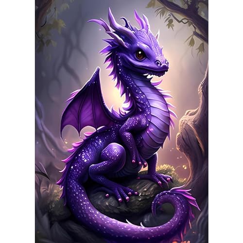 SENQAO Dragon Diamond Painting Kits for Adults, Animal Full Drill Diamond Dots Paintings for Beginners, Round 5D Paint with Diamonds Pictures Gem Art Painting Kits DIY Crafts Kits 12x16inch - color: dragon - 02