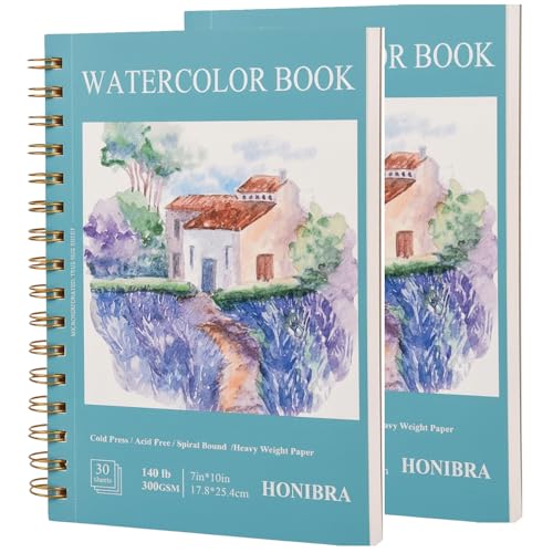 2 Pack 7" x 10" Watercolor Paper Pad, 30 Sheets (140lb/300gsm), Premium Cold Press Watercolor Sketchbook for Artists – Ideal for Classroom Art Finger Painting, and Mixed Media - size: 7”×10“(2pack)