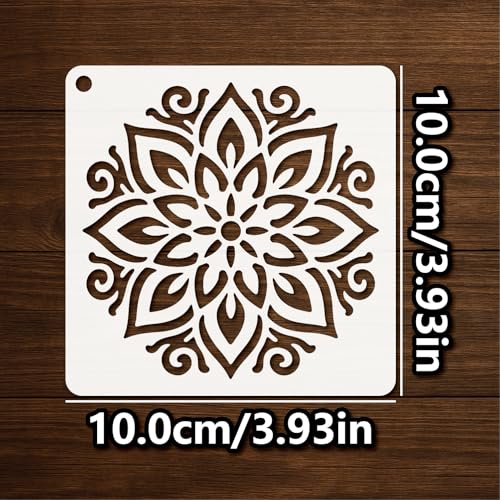 Stencils 4in 50pcs Craft Paint Template Reusable Plastic Templates Mandala Style DIY Crafts Stencil Decoration for Fabrics Window Wall Home Wood(4inch 50 Pack)
