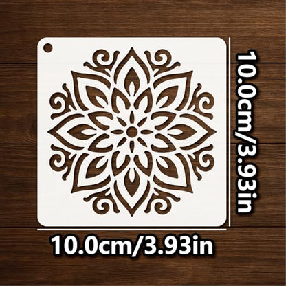 Stencils 4in 50pcs Craft Paint Template Reusable Plastic Templates Mandala Style DIY Crafts Stencil Decoration for Fabrics Window Wall Home Wood(4inch 50 Pack)