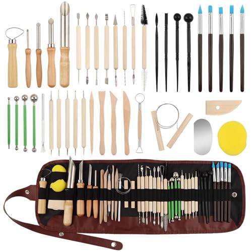 42Pcs Clay Sculpting Tools Kit | Professional Polymer & Air Dry Clay Tools for Carving, Modeling, Shaping, Ceramics, with Wooden Handle
