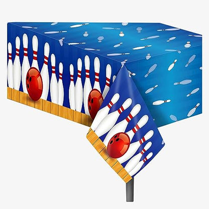 1Pc Bowling Party Plastic Tablecloth 54 x 87 Inch Long Table Cover, Bowling Ball Party Tablecover for Ball Sports Theme Kids Baby Shower Birthday Dinner Picnic Kitchen Event - color: Bowling