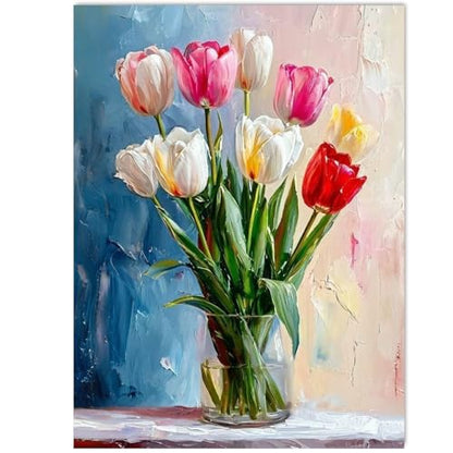 Gemozaic Tulip Paint by Numbers Kit for Adults, Rolled Canvas, 12 x 16 in - color: MT22995