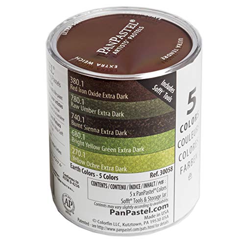 PanPastel Artist Pastels by GOLDEN, Earth Colors Set, 5 Color, Professional Artist Pastels, Unique Pan Format (cake-like) - color: Multicolor, style: Brown and Earth Tone